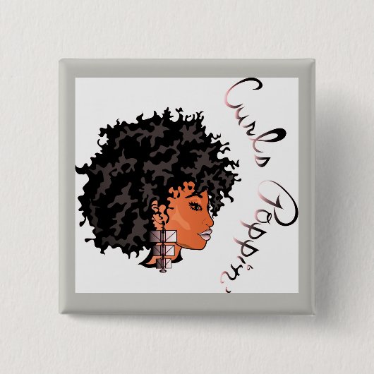 CURLZ "LIZA CURLS POPPIN"-Button Vierkante Button 5,1 Cm (Voorkant)