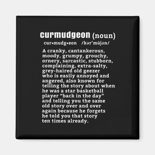 Curmudgeon (bysketbyll versie) Fun Senior Citizen Magneet (Voorkant)