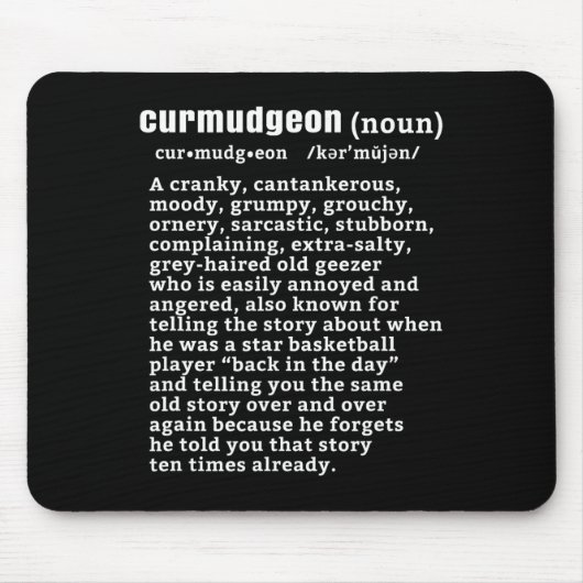 Curmudgeon (bysketbyll versie) Fun Senior Citizen Muismat (Voorkant)