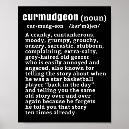 Curmudgeon (bysketbyll versie) Fun Senior Citizen Poster (Voorkant)