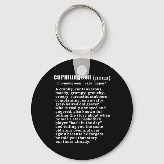 Curmudgeon (bysketbyll versie) Fun Senior Citizen Sleutelhanger (Voorkant)