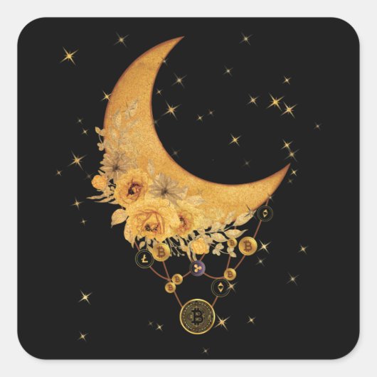 Currency Virtual On The Moon Spiritual Graphic Vierkante Sticker (Voorkant)