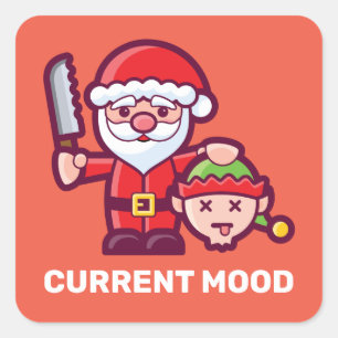 Current Mood Santa en Elf Vierkante Sticker