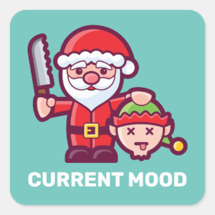 Current Mood Santa en Elf Vierkante Sticker