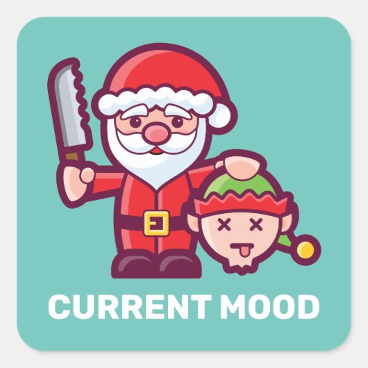 Current Mood Santa en Elf Vierkante Sticker (Voorkant)