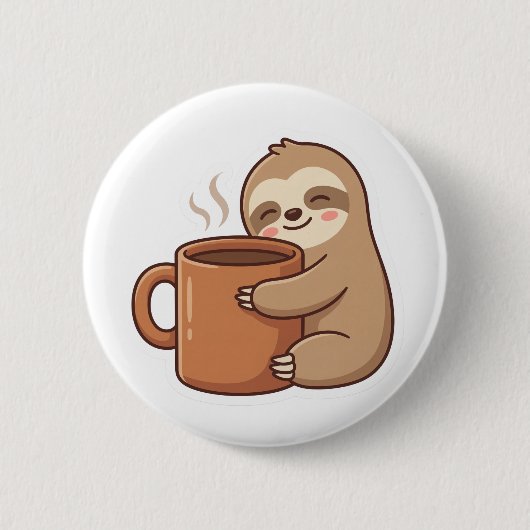 Current Mood Sloth Coffee Pin Button (Voorkant)