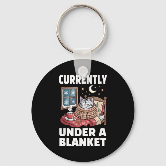 Currently Under A Blanket Cat Cute Lazy Cat Lover Sleutelhanger (Voorkant)