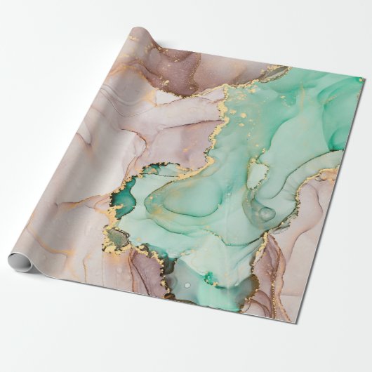Currents of translucent hues, snaking metallic swi cadeaupapier (Uitgerold)