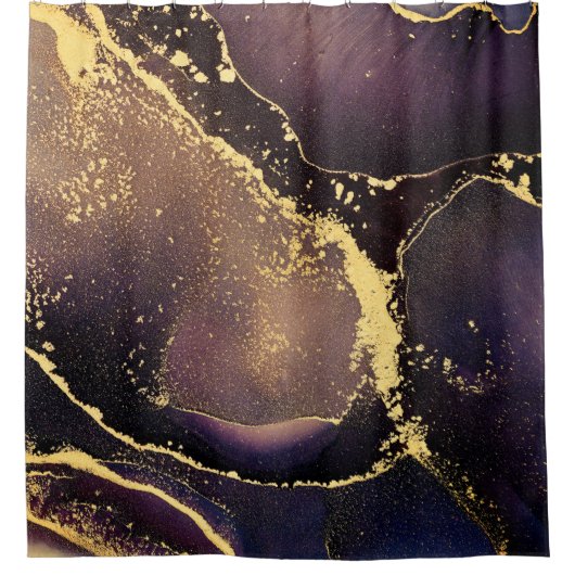 Currents of translucent hues, snaking metallic swi douchegordijn (Voorkant)