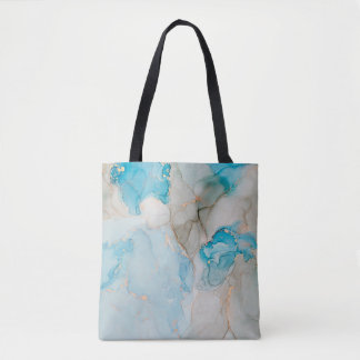 Currents of translucent hues, snaking metallic swi tote bag