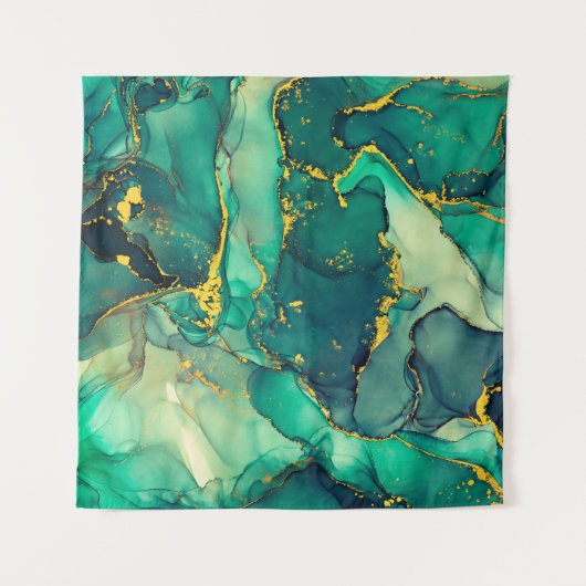 Currents of translucent hues, snaking metallic swi wandkleed (Voorkant (horizontaal))