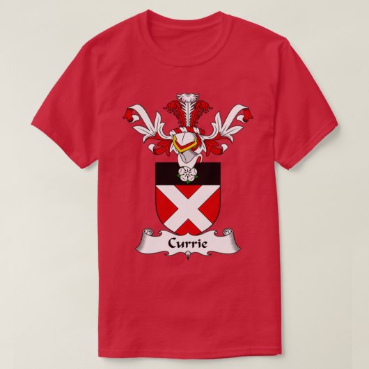 Currie Coat of Arms Family Crest T-shirt (Design voorkant)