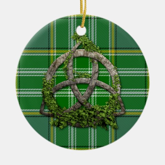 Currie Tartan en Celtic Trinity Knot Keramisch Ornament (Voorkant)