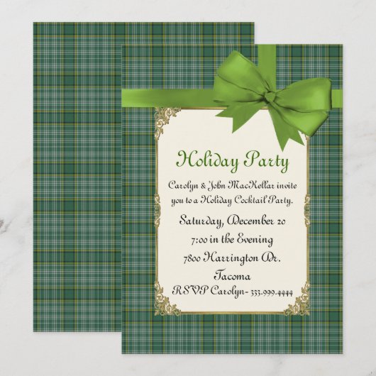 Currie Tartan Pset Custom Holiday Party Kaart (Voorkant / Achterkant)