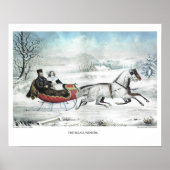 Currier & de Lithograaf van Ives: DE WEG, WINTER Poster (Voorkant)