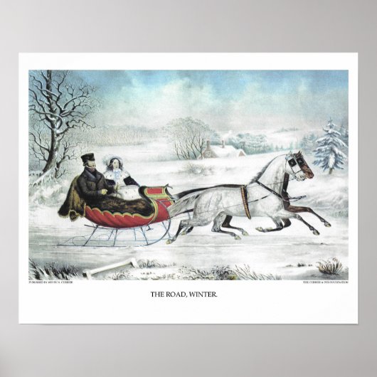 Currier & de Lithograaf van Ives: DE WEG, WINTER Poster (Voorkant)