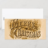 Currier en Vrolijke Kerstmis Ives Feestdagenkaart (Voorkant / Achterkant)