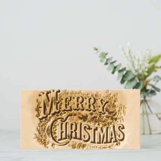 Currier en Vrolijke Kerstmis Ives Feestdagenkaart (Staand voorkant)