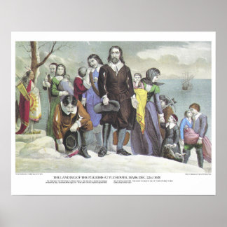 Currier & ionisatiedrager: landende pelgrims poster