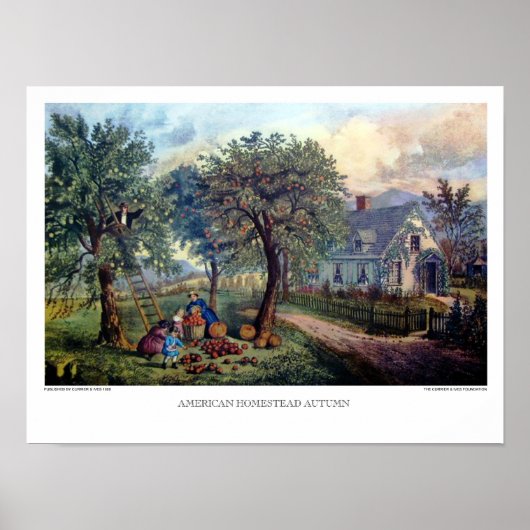 Currier & Ives: Amerikaanse Homestead herfst Poster (Voorkant)