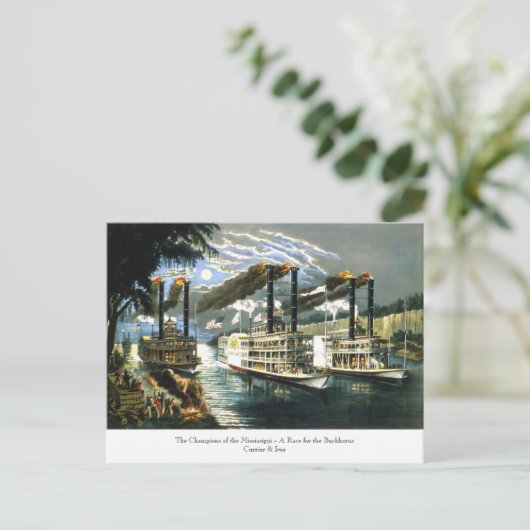 Currier & Ives - Briefkaart - Champions Mississipp (Staand voorkant)