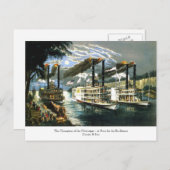 Currier & Ives - Briefkaart - Champions Mississipp (Voorkant / Achterkant)