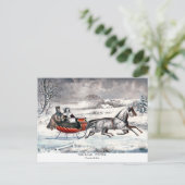 Currier & Ives - Briefkaart - DE WEG - WINTER (Staand voorkant)