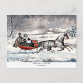 Currier & Ives - Briefkaart - DE WEG - WINTER (Voorkant)