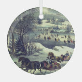Currier & Ives' Central Park in de winter Glas Ornament (Voorkant)