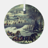 Currier & Ives' Central Park in de winter Glas Ornament (Achterkant)