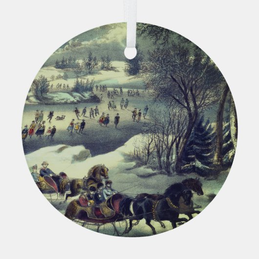 Currier & Ives' Central Park in de winter Glas Ornament (Achterkant)