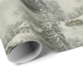 Currier & Ives Het Sneeuw Storm Cadeaupapier (Rol Hoek)