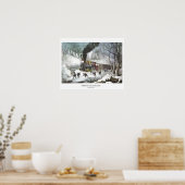 Currier & Ives Lithograaf: American Railroad Scene Poster (Keuken)