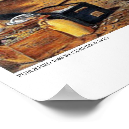 Currier & Ives Lithograaf: Camping in de Bossen Poster (Hoek)