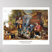 Currier & Ives Lithograaf: Camping in de Bossen Poster (Voorkant)