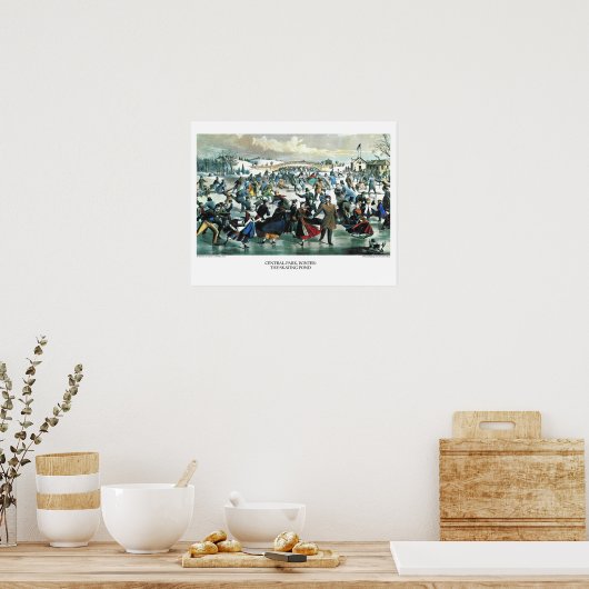 Currier & Ives Lithograaf: Central Park Winter Poster (Keuken)