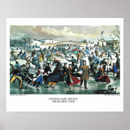 Currier & Ives Lithograaf: Central Park Winter Poster