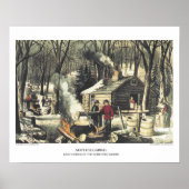 Currier & Ives Lithograaf: Maple Sugaring Poster (Voorkant)