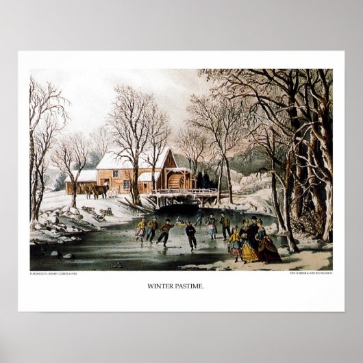 Currier & Ives Lithograph: Winter Pastime Poster (Voorkant)