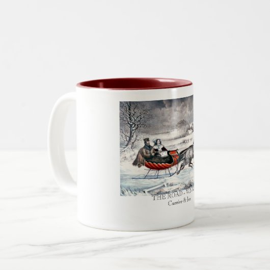 Currier & Ives - Mok - DE WEG, WINTER (Voorkant links)