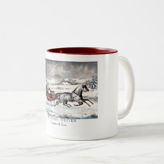 Currier & Ives - Mok - DE WEG, WINTER (Voorkant rechts)