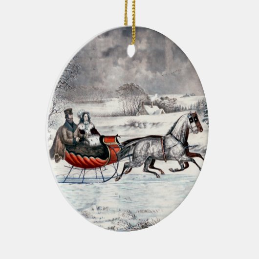 Currier & Ives - Ornament - The Road, Winter, (Rechts)