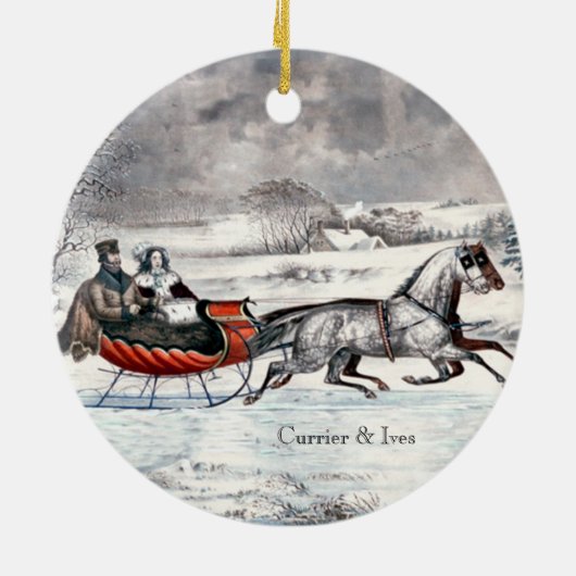 Currier & Ives - Ornament - The Road, Winter, (Achterkant)