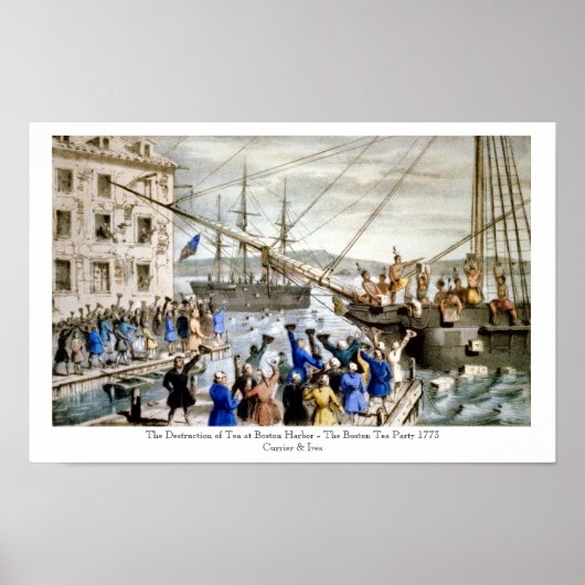 Currier & Ives - Poster - de Boston Tea Party (Voorkant)