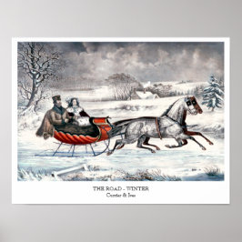 Currier & Ives - Poster - DE WEG, WINTER