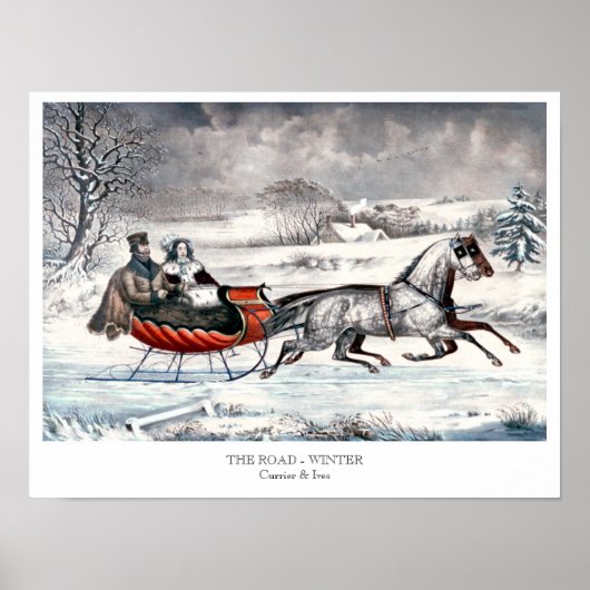 Currier & Ives - Poster - DE WEG, WINTER (Voorkant)