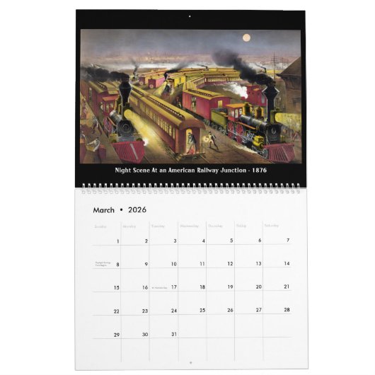 Currier & Ives treinen Kalender (Mar 2026)
