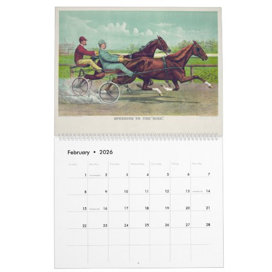Currier & Ives Trotters Horse Racendar Kalender (Feb 2026)