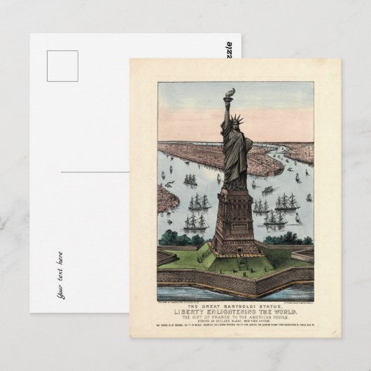 Currier & Ives Vrijheidsbeeld Briefkaart (Voorkant / Achterkant)