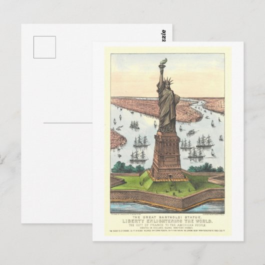  Currier & Ives Vrijheidsbeeld Print Briefkaart (Voorkant / Achterkant)